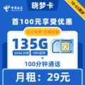 电信|晓梦卡29元135G+100分钟【长期套餐】